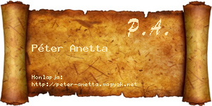 Péter Anetta névjegykártya